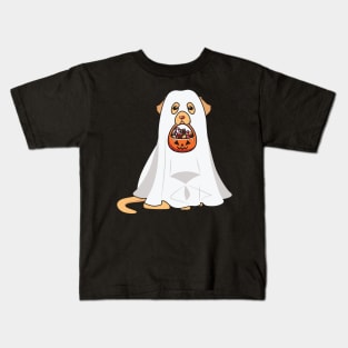 Golden Retriever Dog Ghost Halloween Pumpkin Kids T-Shirt